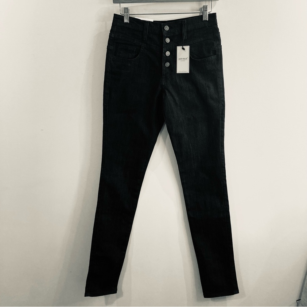 JUDY BLUE Sz 27 High Rise Exposed Fly Silver Buttons New with Tags  Jeans